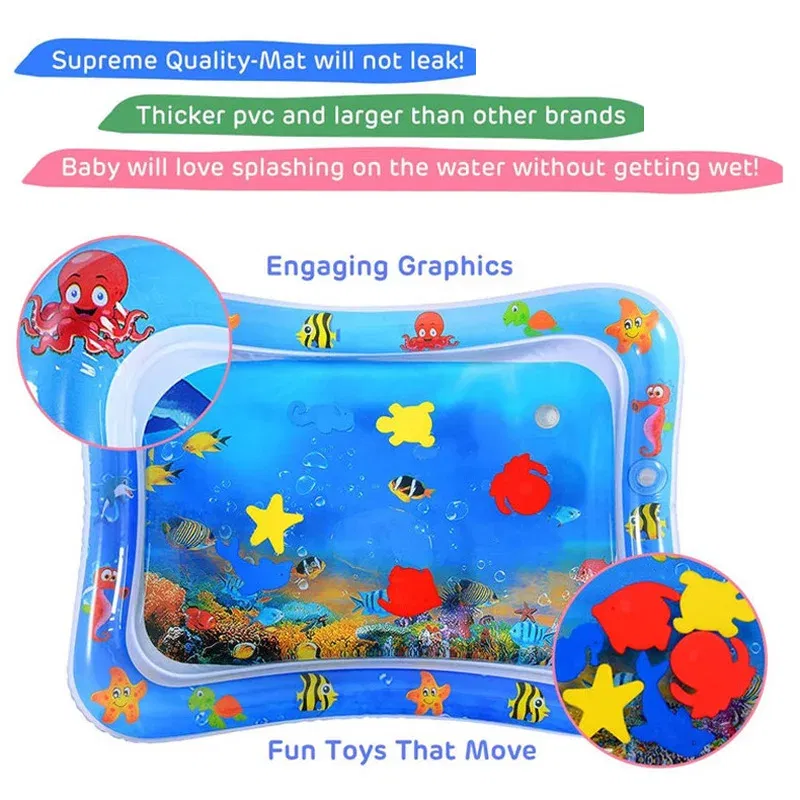 Color: green - Baby Water Play Mat Inflatable Cushion PVC Infant Tummy Time Toddler Water Pad For Kids Early Education Developing Activity Toys