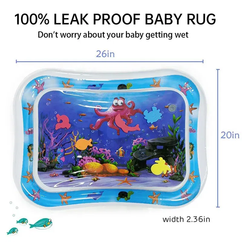 Color: green - Baby Water Play Mat Inflatable Cushion PVC Infant Tummy Time Toddler Water Pad For Kids Early Education Developing Activity Toys