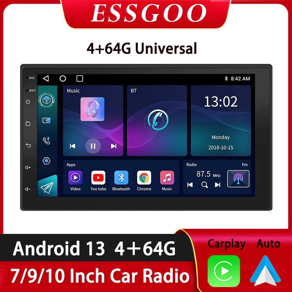 Color: Fuchsia, Ships From: CHINA - ESSGOO Car Radio Wireless Carplay Android Auto 2 Din 7"/9" GPS Navigator MP5 Player Glass Screen Wi-Fi FM BT Car Stereo