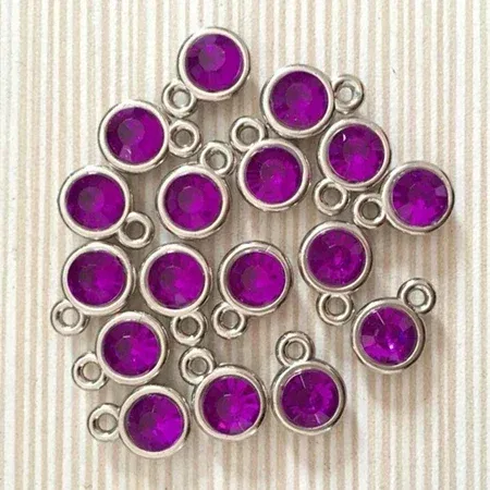 Metal color: Titanium Plated - 150pcs/lot mixed Birthstone charms 11mm Acrylic for DIY jewelry
