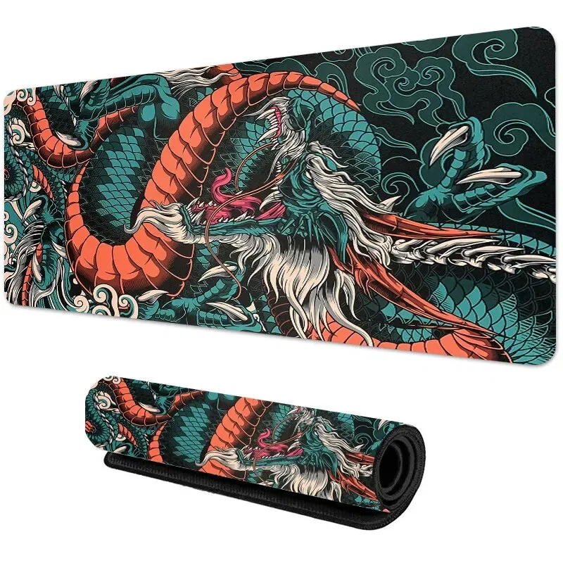 Size: XXS, Color: Orange - Japanese Dragon Large Gaming Mousepad XXL Keyboard Gamer Mouse Pad on The Table Speed Desk Mat Anime 900x400 700X300 Mouse Mats