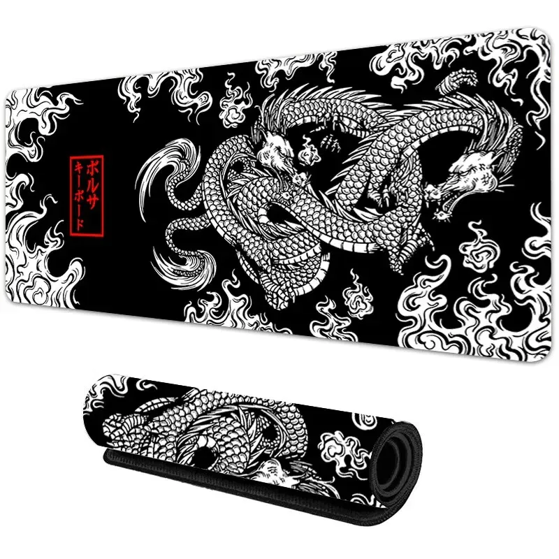 Size: XXS, Color: Orange - Japanese Dragon Large Gaming Mousepad XXL Keyboard Gamer Mouse Pad on The Table Speed Desk Mat Anime 900x400 700X300 Mouse Mats