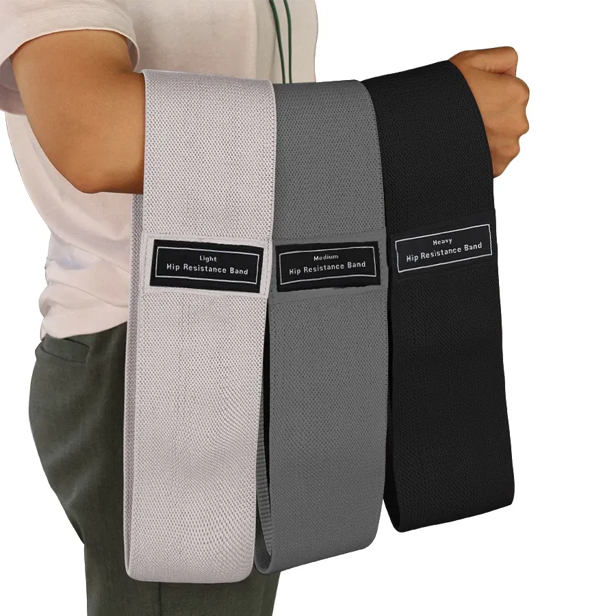 Color: Beige - Fabric Resistance Hip Booty Bands Glute Thigh Elastic Workout Bands Squat Circle Stretch Fitness Strips Loops Yoga Gym Equipment