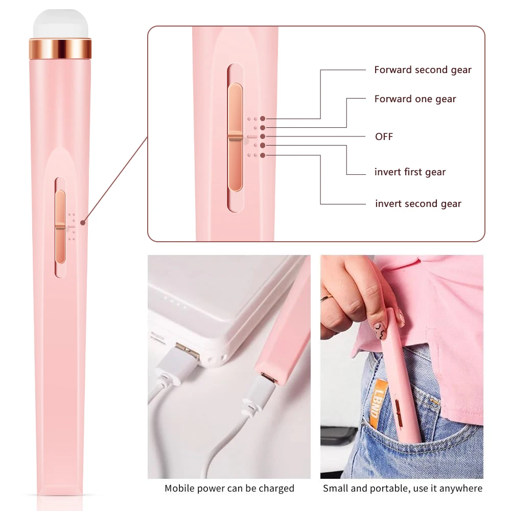 Color: light green - YIKOOLIN Portable Manicure Set with 4 Speeds Professional Manicure and Pedicure Tools Exfoliation and Polishing for Nail Salon