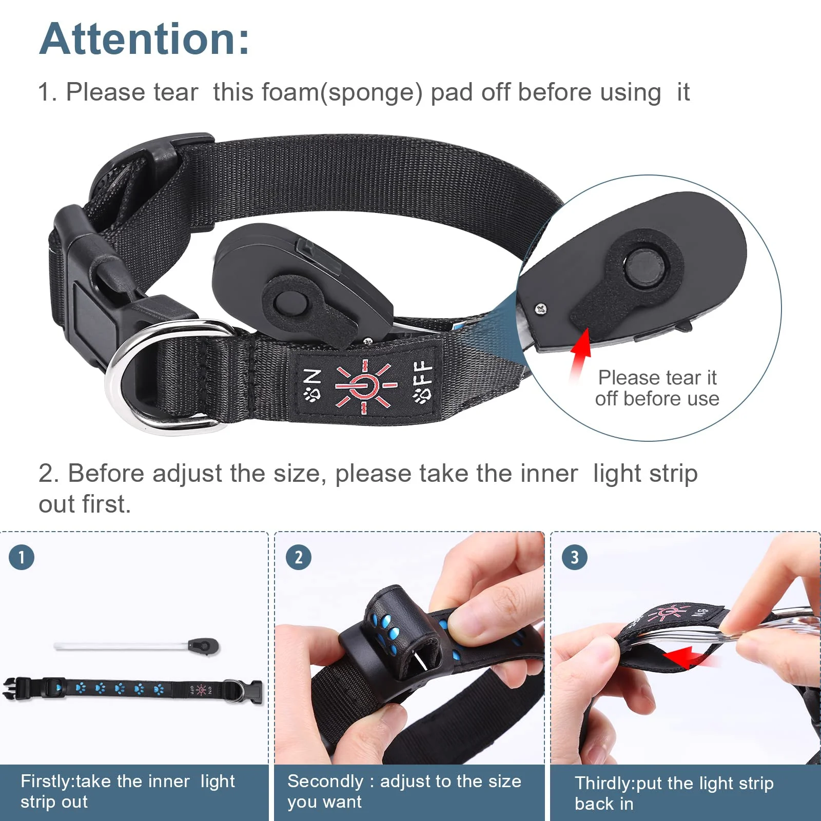 Color: WHITE, Size: M - 7 Modes Led Dog Collar Bone Colourful Light Luminous Dog Collar USB Chargeable Swimming Bright Night Pet Accessories