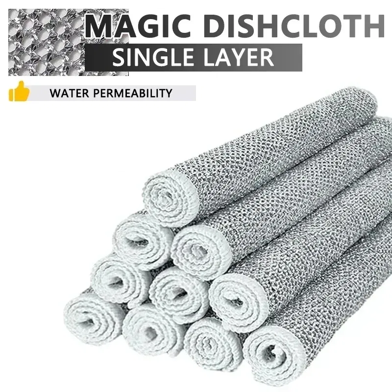 Color: green, Specification: 3pcs - Magic Cleaning Cloth Multipurpose Wire Miracle Cleaning Cloth Innovative Dishwashing Net Hand Towel for Kitchen Dishwashing Grid