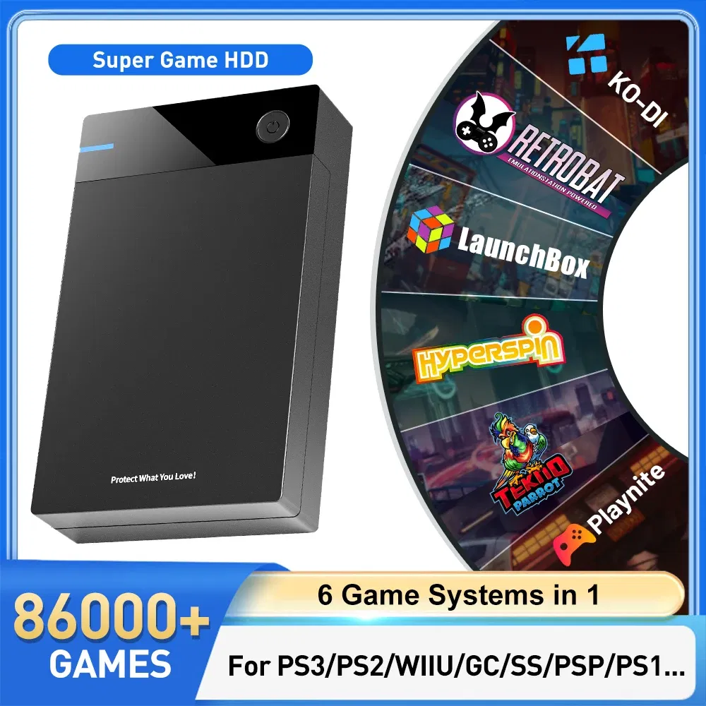 Color: WHITE, Ships From: CHINA - New! 12TB Gaming HDD with Hyperspin Launchbox Retrobat Playnite with 86000+ Retro Video Games Super Console for