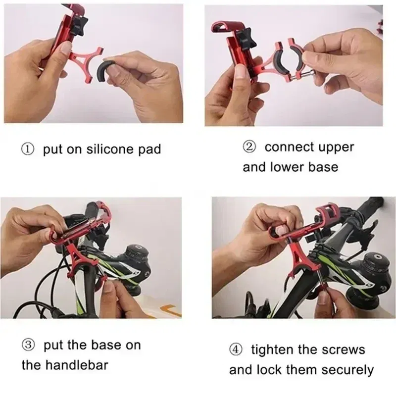 Color: green - 360 Rotate Metal Motorcycle Bicycle Phone Holder Aluminum Alloy Anti-slip Bracket Support GPS Clip Bike Phone Stand for iPhone