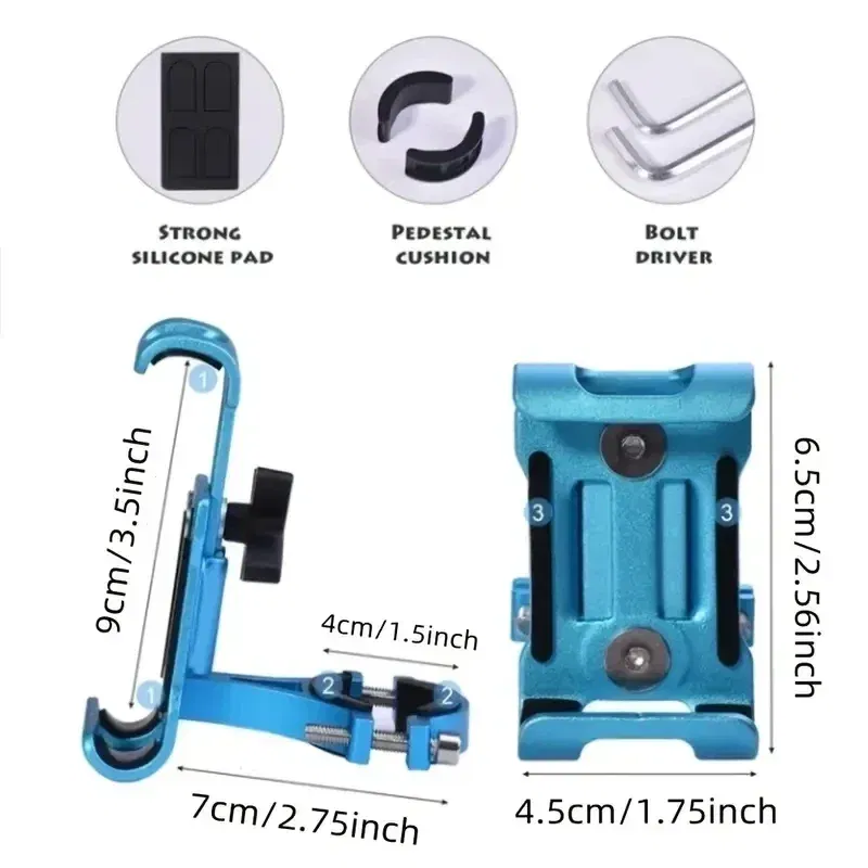 Color: green - 360 Rotate Metal Motorcycle Bicycle Phone Holder Aluminum Alloy Anti-slip Bracket Support GPS Clip Bike Phone Stand for iPhone