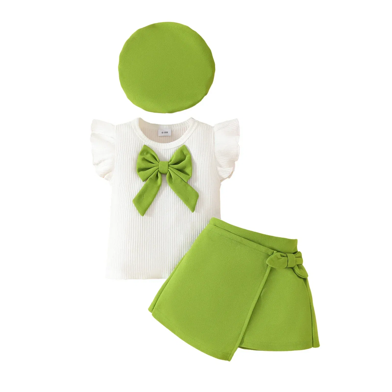 Color: Silver, Kid Size: 12M - Baby Girls Clothes New Year Set 0-3Y Long Sleeve Big Bow Top Irregular Skirt and Beret 3Pcs Toddler Christmas Clothes