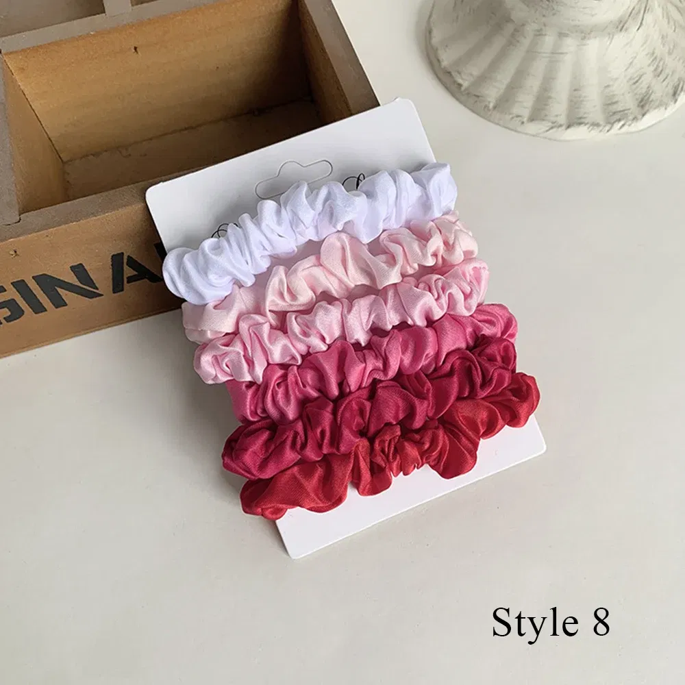 Color: Yellow - 10pcs/pack Women Colorful Satin Silk Scrunchies Elastic Hair Bands Solid Color Dot Hair Ties Ponytail Holder Hair Accessories