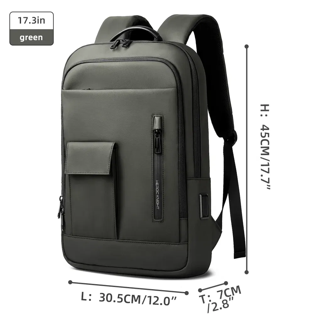 Color: light green, Ships From: CHINA - Heroic Knight Slim Backpack for Men Multifunction Work Backpack for 15.6" Laptop bag Waterproof Business Bag College Bag Male