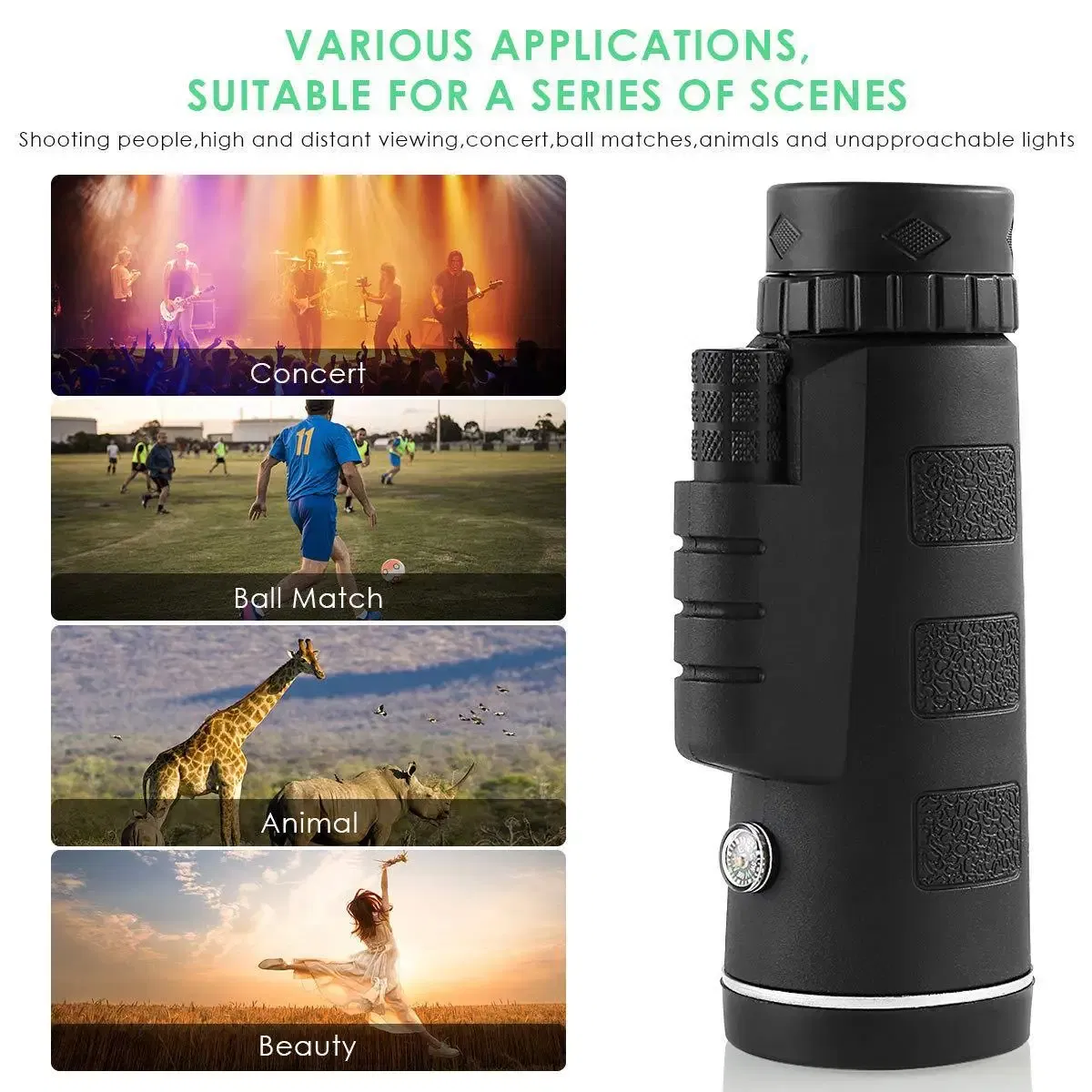 Color: Silver - Universal 40X60 Optical Glass Zoom Telescope Telephoto Mobile Phone Lens For iPhone 8 11 Huawei Samsung All Smartphones Lenses