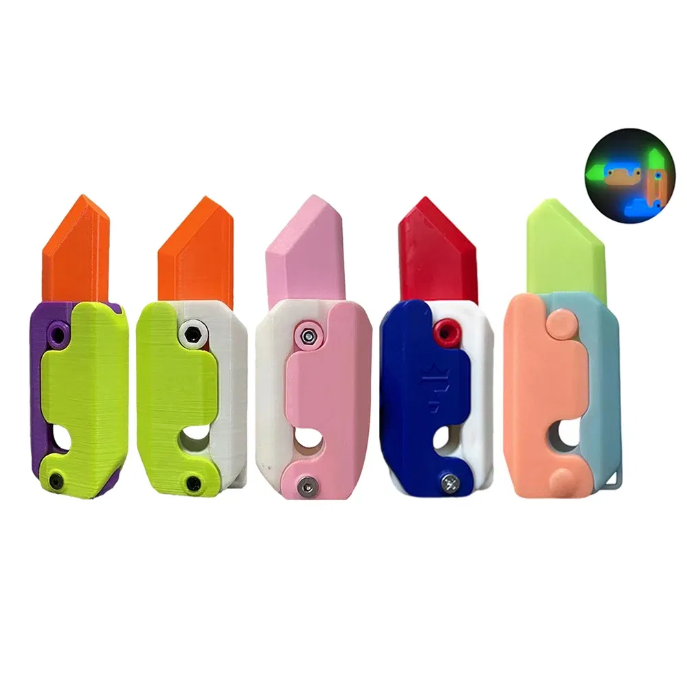 Color: REDDISH BROWN, Ships From: CHINA - Gravity Folding Claw Knife Radish Knife 3d Printing Gravity Knife Small Radish Knife Push Card Decompression Fidget Mini Toy