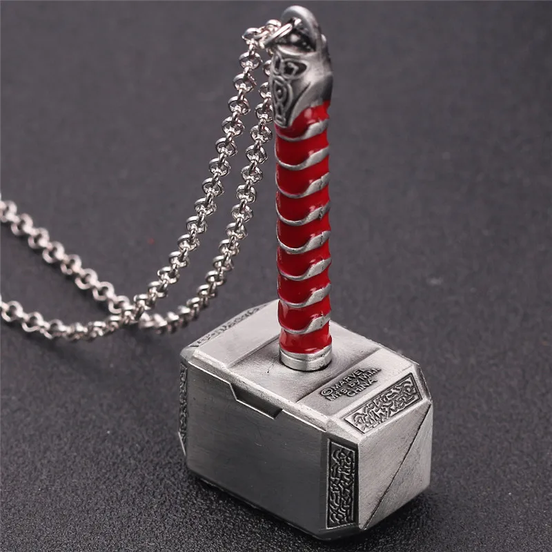 Marvel Superhero Thor Fashion Pendant Necklace The Avengers Thor's Hammer Pendant Necklace Suitable for Men and Women