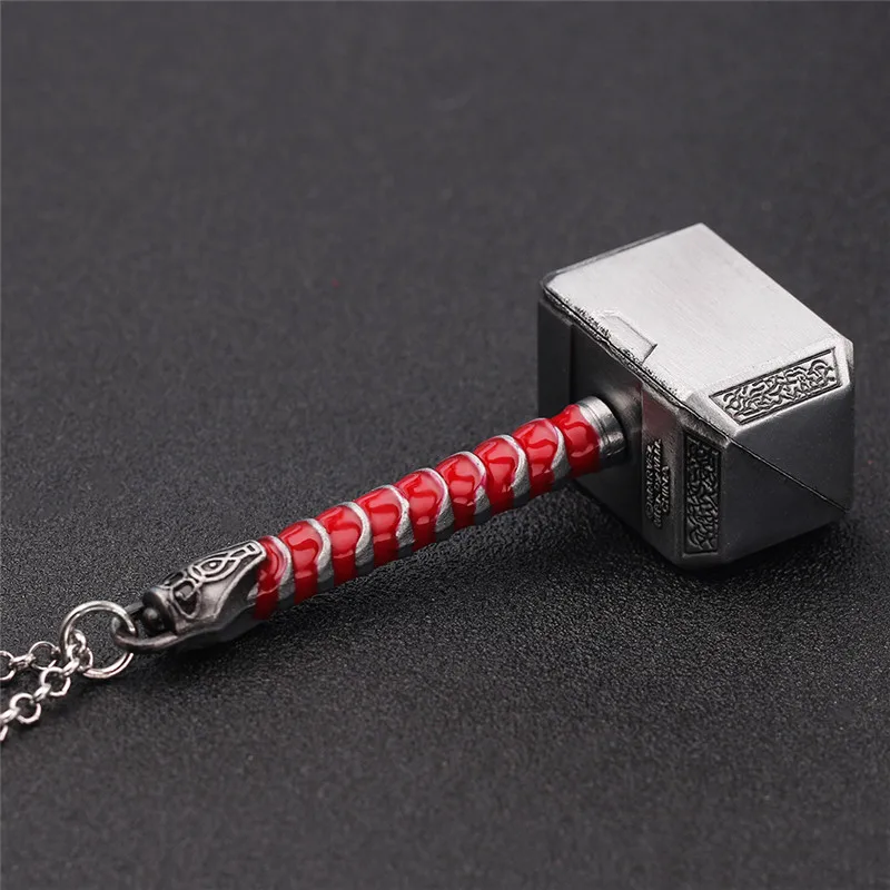 Marvel Superhero Thor Fashion Pendant Necklace The Avengers Thor's Hammer Pendant Necklace Suitable for Men and Women