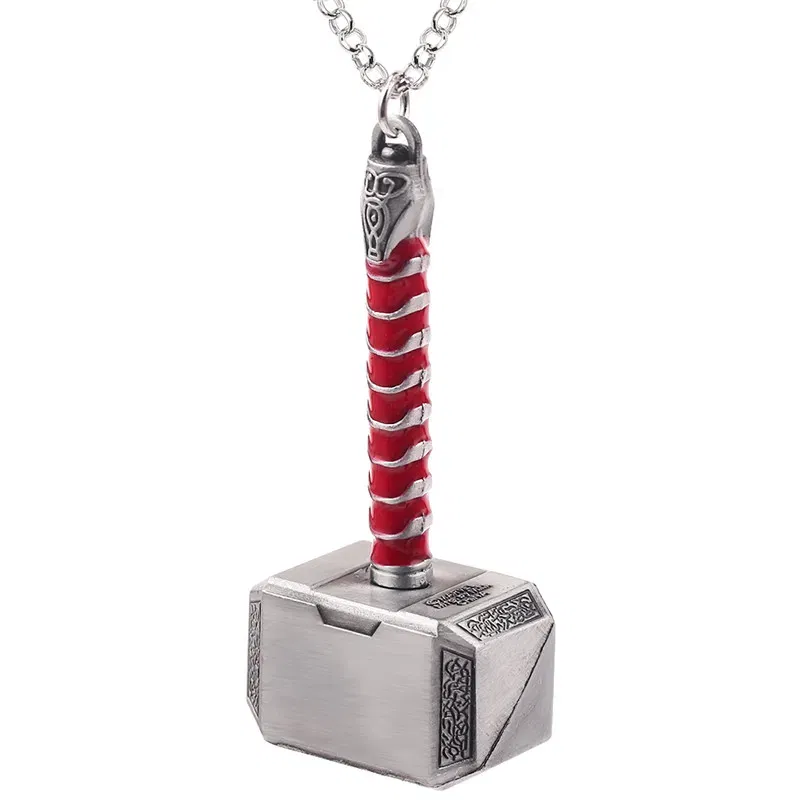 Marvel Superhero Thor Fashion Pendant Necklace The Avengers Thor's Hammer Pendant Necklace Suitable for Men and Women