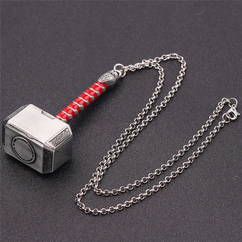 Marvel Superhero Thor Fashion Pendant Necklace The Avengers Thor's Hammer Pendant Necklace Suitable for Men and Women