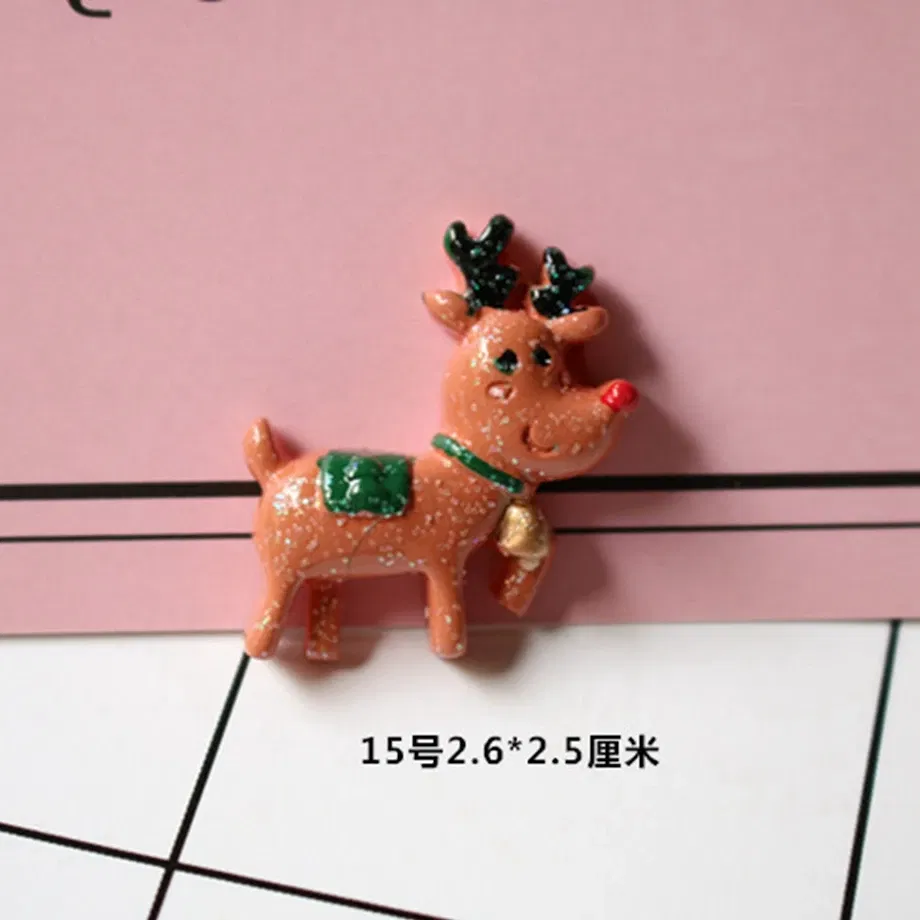 Color: Gold - 100pcs/lot Glitter Christmas tree snowman 3D resin patch for diy fridge magnet phone hair accessories wholesale