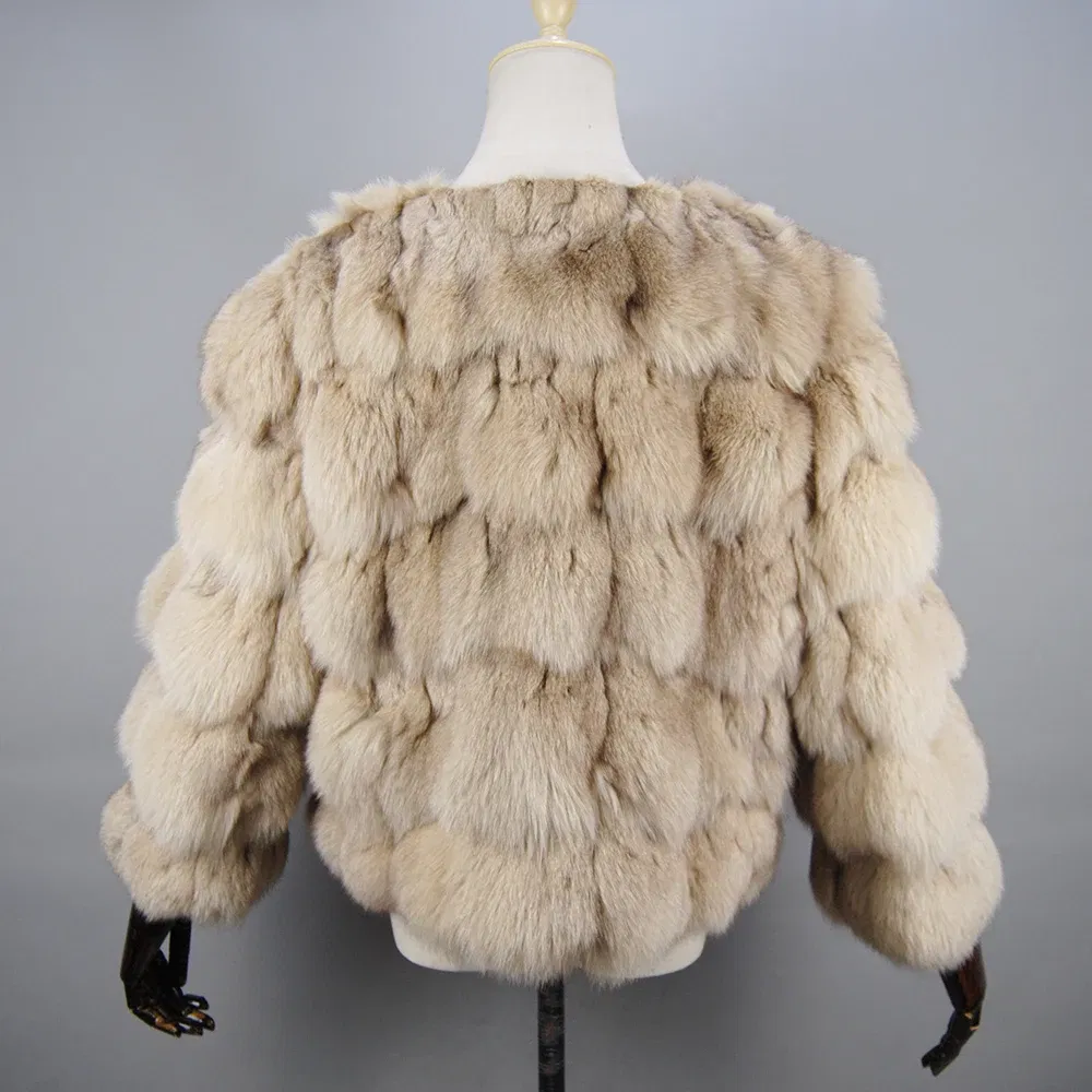 Color: Fuchsia, Size: XXL - 2025 New Style Real Fur Coat 100% Natural Fur Jacket Female Winter Warm Leather Fox Fur Coat High Quality Fur Vest