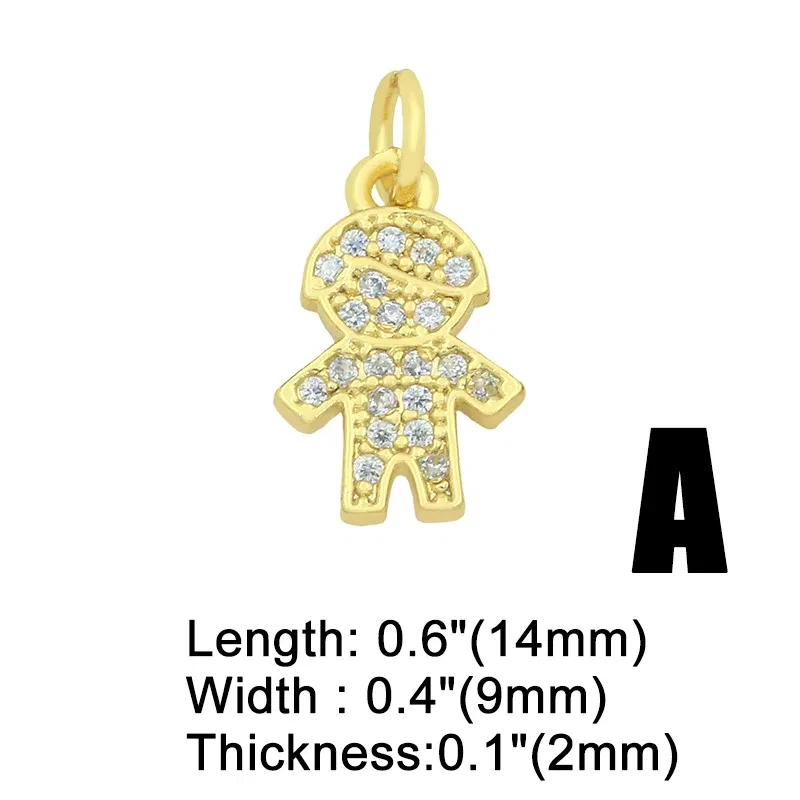 Metal color: Blue white zinc plated - OCESRIO Gold Plated CZ Small Boy and Girl Charms for Necklaces Copper DIY Handmade Pendants for Earrings Wholesale chma091