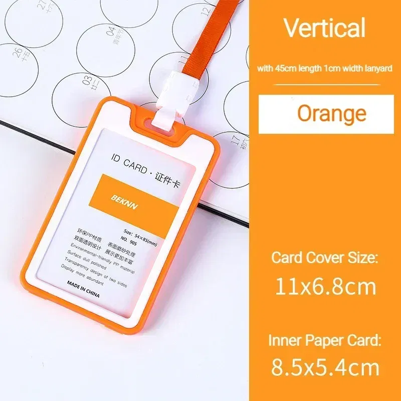 Color: ROSE RED - Unisex Colorful Employee Id Case with Lanyard Double Side Id Credit Card Holder Access Bus Card Case Badge Holder Card Sleeve