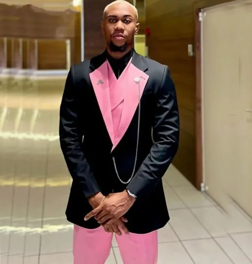 Color: Beige, Size: M - Black Pink Men Suits Wedding Prom Party Suit Single Breasted Blazer Sets Costume Homme trajes de vestir para hombre 3 Pieces