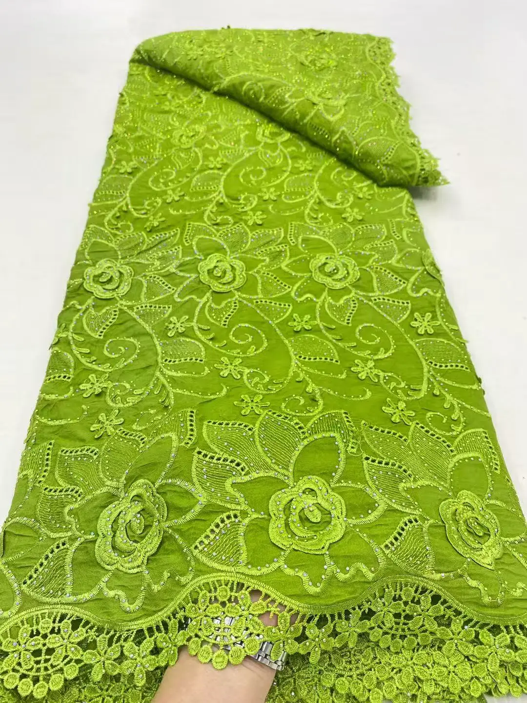 Color: SKY BLUE, Width: 120cm, Length: 5 yards - 5 Yards Nigerian Guipure Cord Lace Fabric High Quality Embroidery African Milk Silk Wedding Lace Fabric 2025 Material