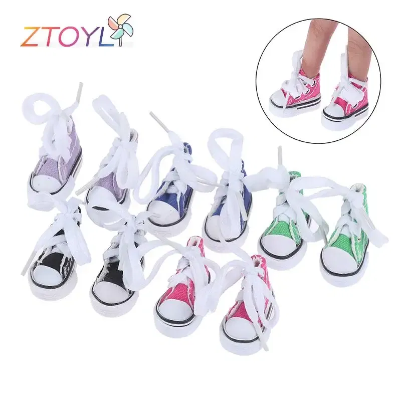 Color: Orange - 3.5cm Mini Finger Shoes Canvas Toys Boots Cute 1/6 Doll Shoes Skateboard Shoe