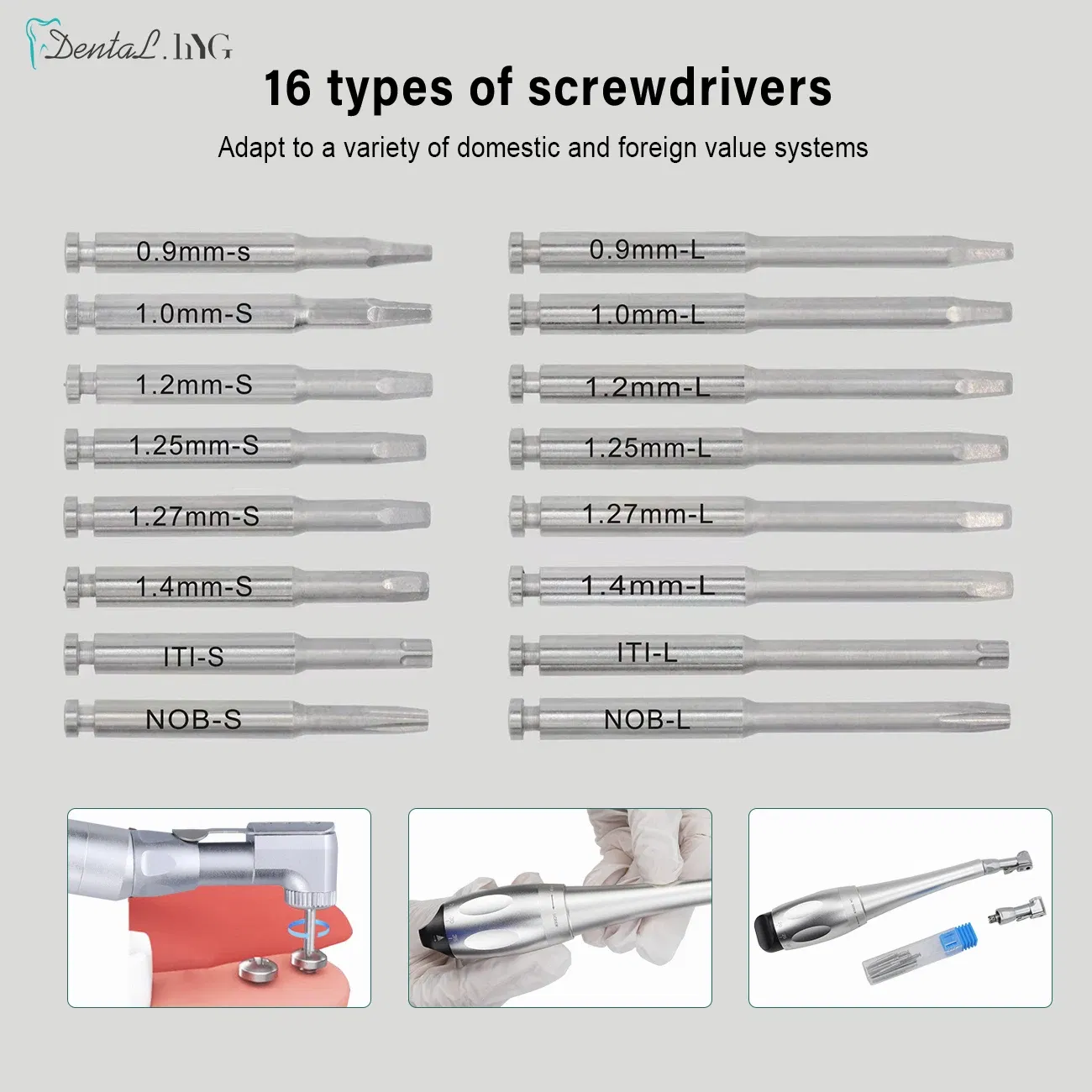 Color: GRAY - Dental Universal Implant Torque Wrench With 16pcs Drivers Dentistry Ratchet Latch Head Handpiece 5 To 35 N.cm Dentist Equipment