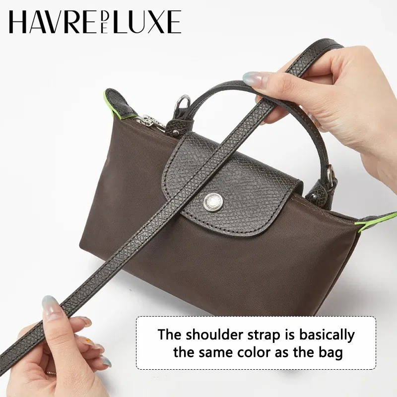 Color: Silver, Size: 3/8" - Cow Leather Replacement Crossbody Bag Strap Fit for Longchamp 2025 Mocha Moka mini shoulder strap without punching modification