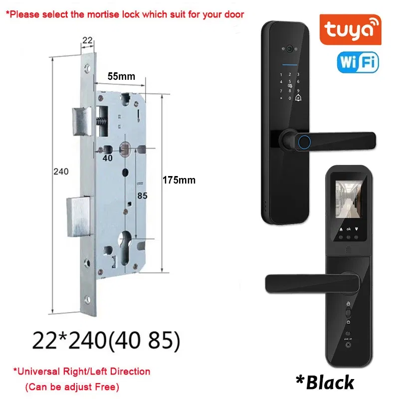 Color: Claret, Ships From: CHINA - New! Tuya Wifi Digital Electronic Smart Door Lock With Biometric Camera Fingerprint Smart Card Password Key Unlock