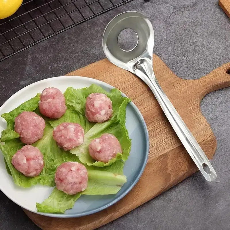 Color: Silver, Ships From: CHINA - Meatball Spoon Stainless Steel Meatball Scoop Ball Maker Non-Stick Meatball Maker Meat Baller With Long Handle Meatball Spoon