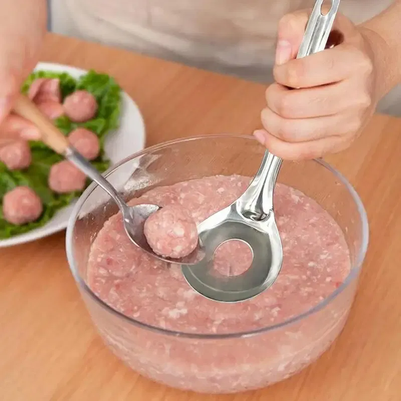Color: Silver, Ships From: CHINA - Meatball Spoon Stainless Steel Meatball Scoop Ball Maker Non-Stick Meatball Maker Meat Baller With Long Handle Meatball Spoon