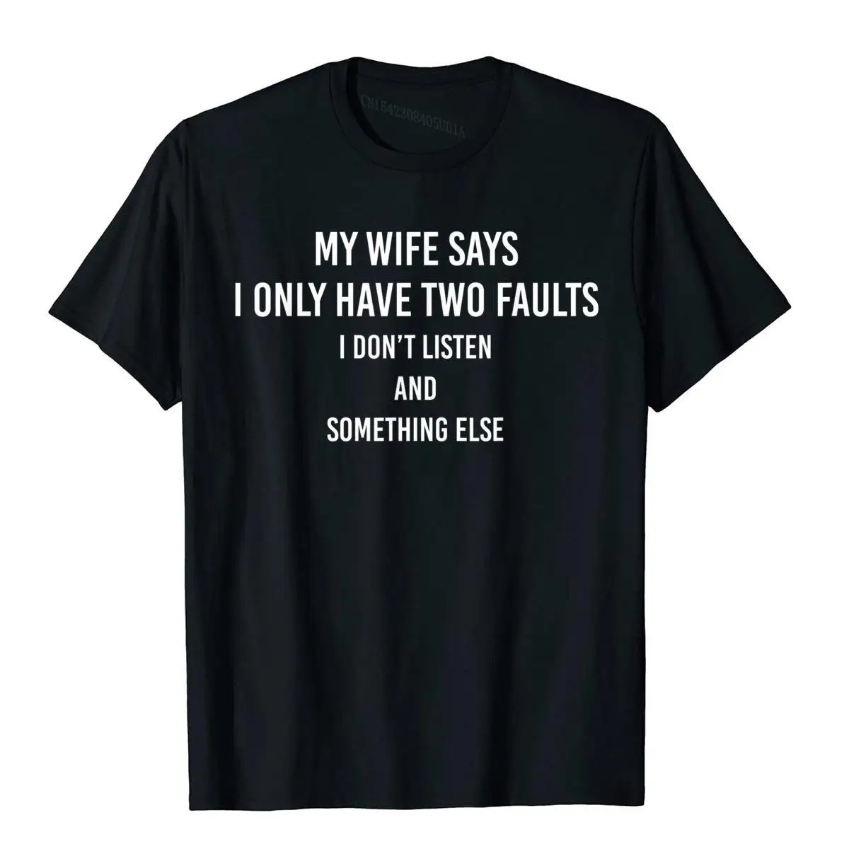 Color: Brown, Size: XXL - My Wife Says I Only Have Two Faults Funny Husband Men Gift T-Shirt T Shirts Funny Funky Cotton Tops & Tees High Street For Male