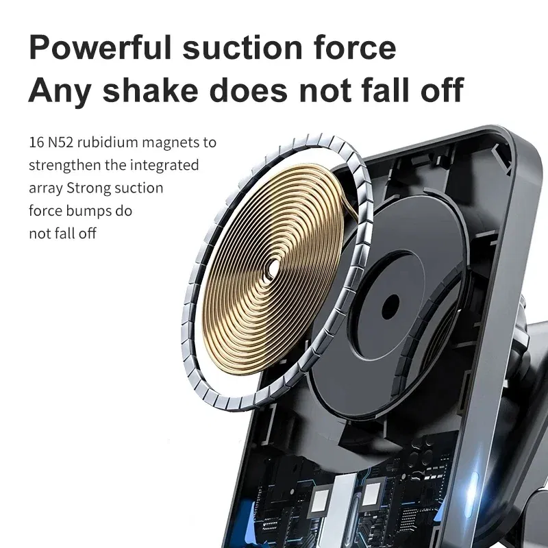 Color: Yellow - Magnetic Car Phone Holder 100W Wireless Chargers Car Air Vent Stand Phone Holder Fast Charging Station For iPhone 14 13 Pro Max