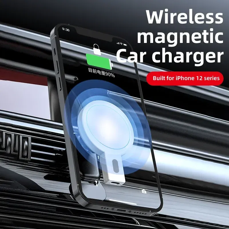 Color: Yellow - Magnetic Car Phone Holder 100W Wireless Chargers Car Air Vent Stand Phone Holder Fast Charging Station For iPhone 14 13 Pro Max