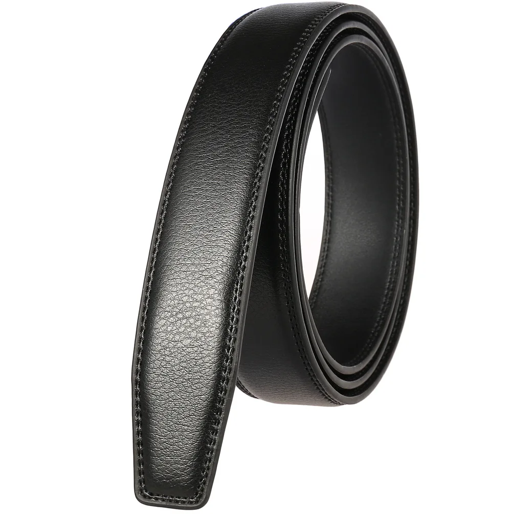 Color: black, Belt Length: 115CM - 90-130cm Brand No Buckle 3.0cm Wide Genuine Leather Automatic Belt Body Strap Without Buckle Belts Men Good Quality No Holes