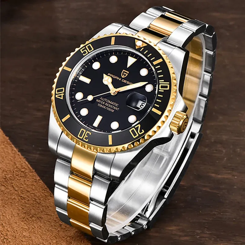 Color: black - PAGANI DESIGN Men Mechanical Wristwatch Luxury Ceramic Bezel Automatic Watch Sapphire Glass Watch for Men