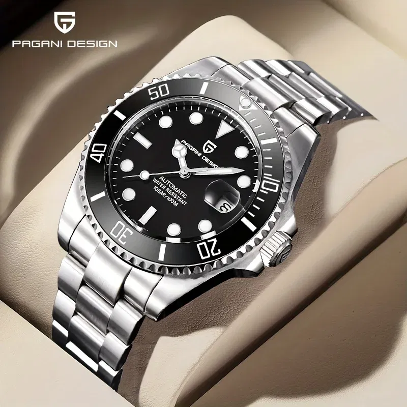Color: black - PAGANI DESIGN Men Mechanical Wristwatch Luxury Ceramic Bezel Automatic Watch Sapphire Glass Watch for Men