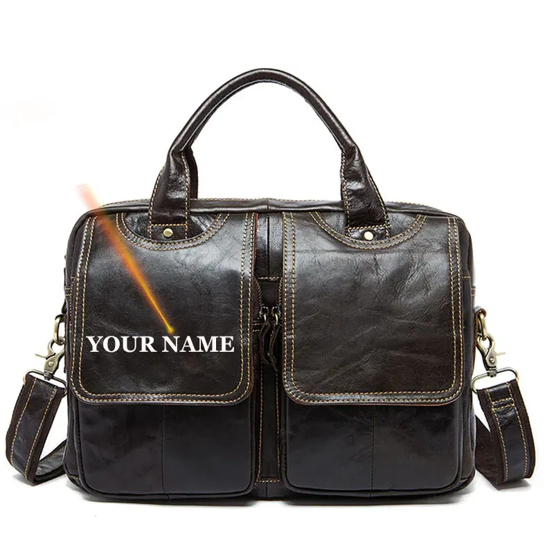 Color: black, Ships From: CHINA - WESTAL Men's Bag Genuine Leather Men's Briefcases Laptop Bag Leather Totes for Document Office Bags for Men Messenger Bags 8002