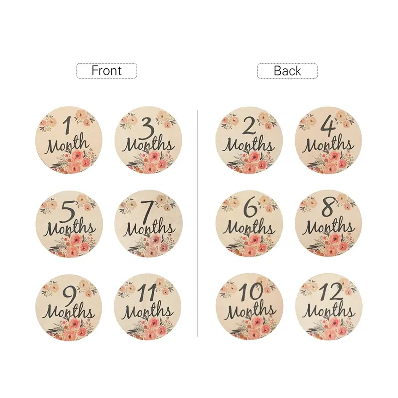 Color: light green, Ships From: CHINA - Baby Balloon Milestone Number Monthly Memorial Month Card Newborn Baby Wooden Engraved Age Photography Accessories Birthing Gift