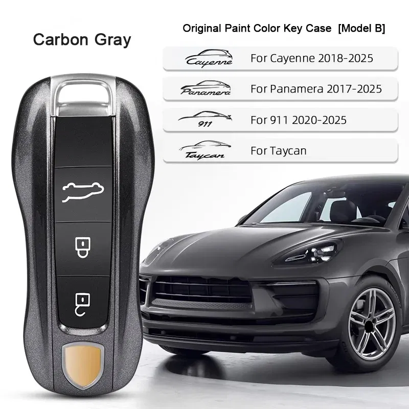 Color Name: Champagne - For Porsche Cayenne 9ya 9yb Panamera 971 911 Targe Taycan Macan 95b Cayman 718 Boxster 2014-2025 Car Remote Smart Key Case Cover
