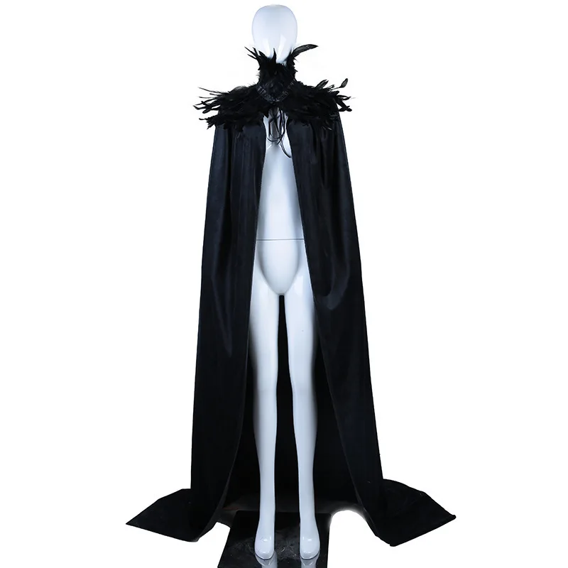 Color: Yellow - Feather Shawl With Elegant Gothic Style Cloak With Soft Feathers Perfect For Halloween Or Cosplay