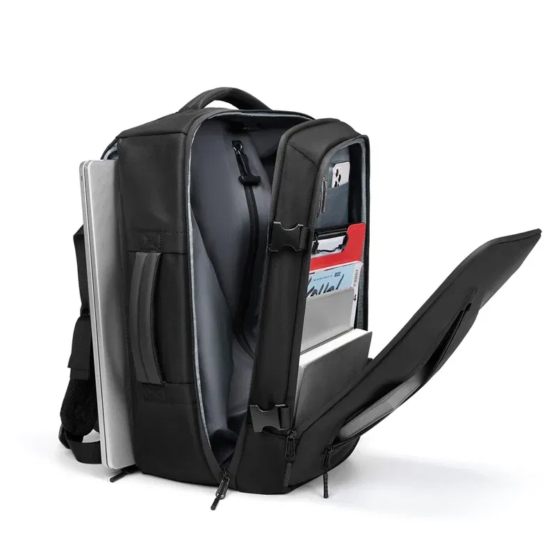 Color: black - Travel Men vacuum compression Backpack Business 16 inch Laptop Backpack waterproof school outdoor Hiking backpack For Pumps