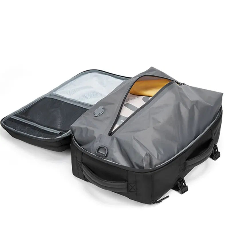 Color: black - Travel Men vacuum compression Backpack Business 16 inch Laptop Backpack waterproof school outdoor Hiking backpack For Pumps