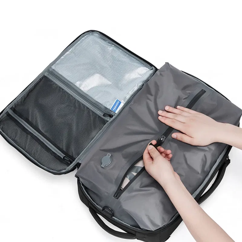 Color: black - Travel Men vacuum compression Backpack Business 16 inch Laptop Backpack waterproof school outdoor Hiking backpack For Pumps