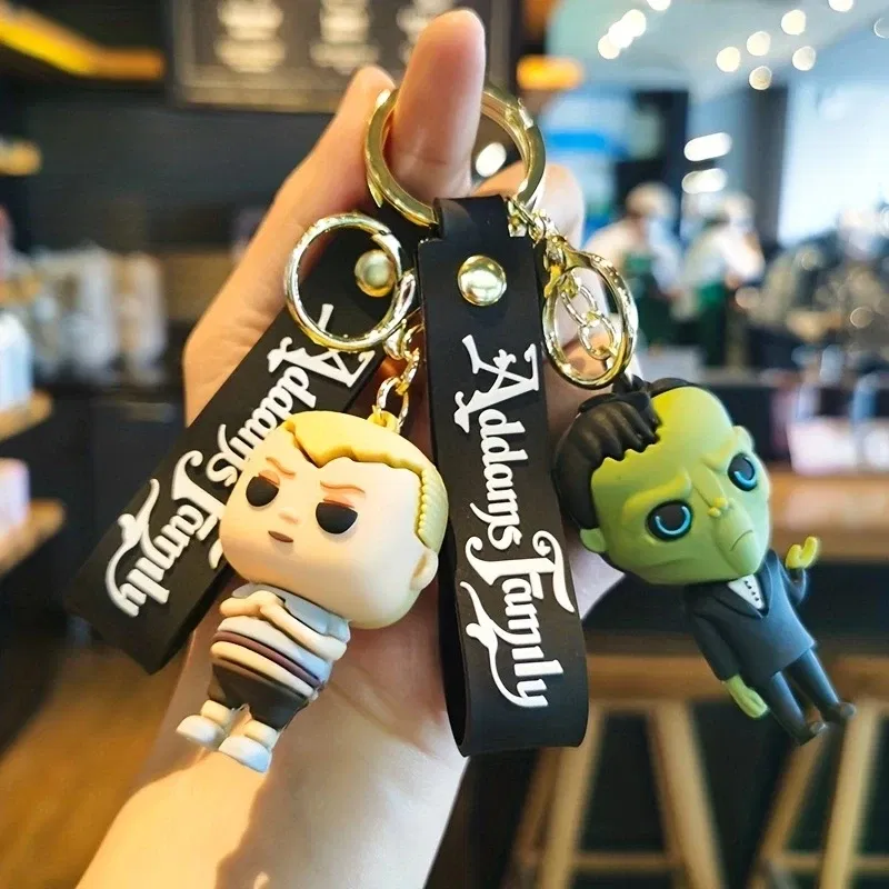 Color: Ivory, Ships From: CHINA - Cartoon Wednesday Addams Silicone Keychain Pendant Car Backpack Bag Keyring 3D Doll Unisex Women Men Gifts Key Chain