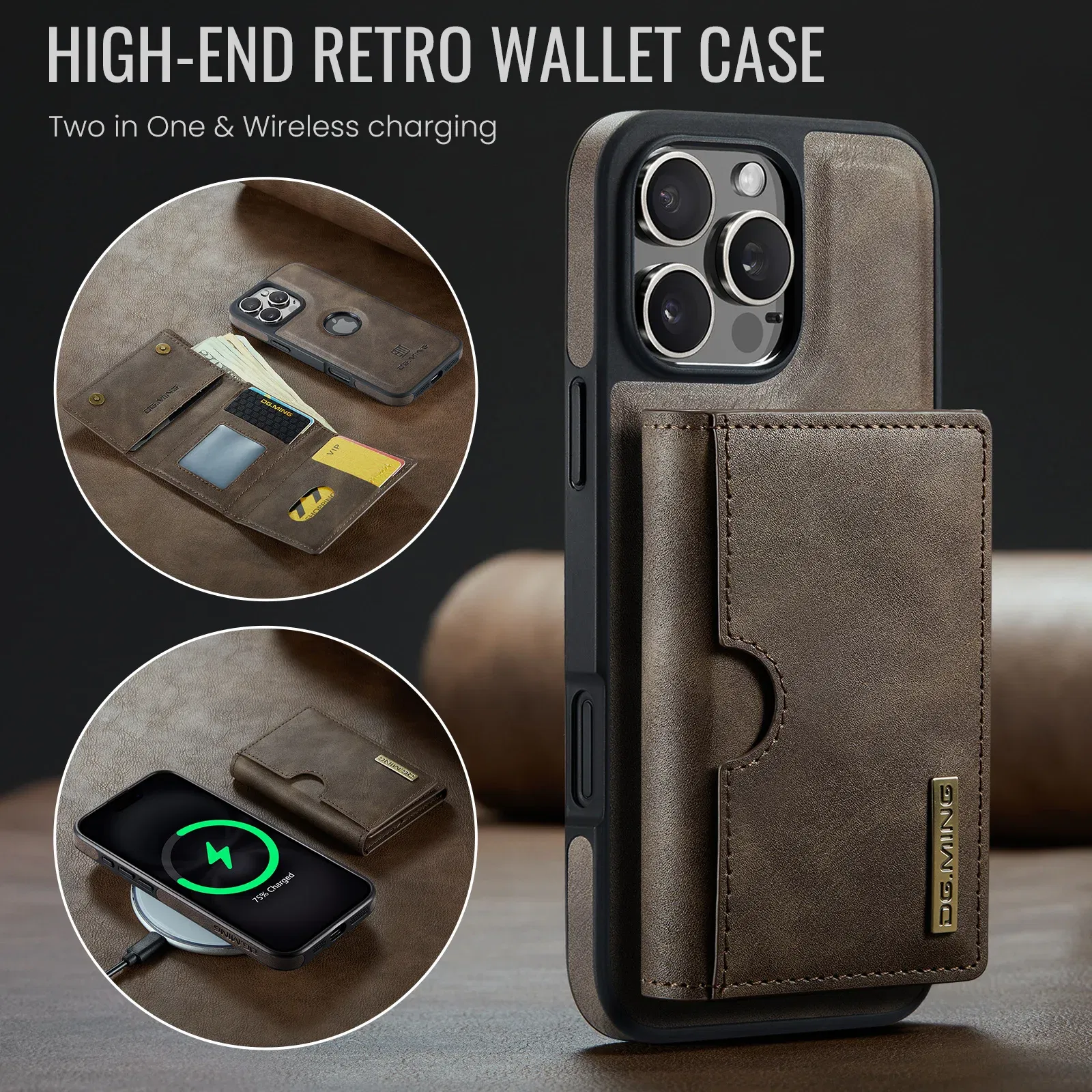 Color: Blue, Material: Cotton - Detachable 2 IN 1 Magnetic For Magsafe Leather Case For iPhone 16 Pro Max 15 12 13 11 14 Plus 16e Flip Wallet Card Holder Cover