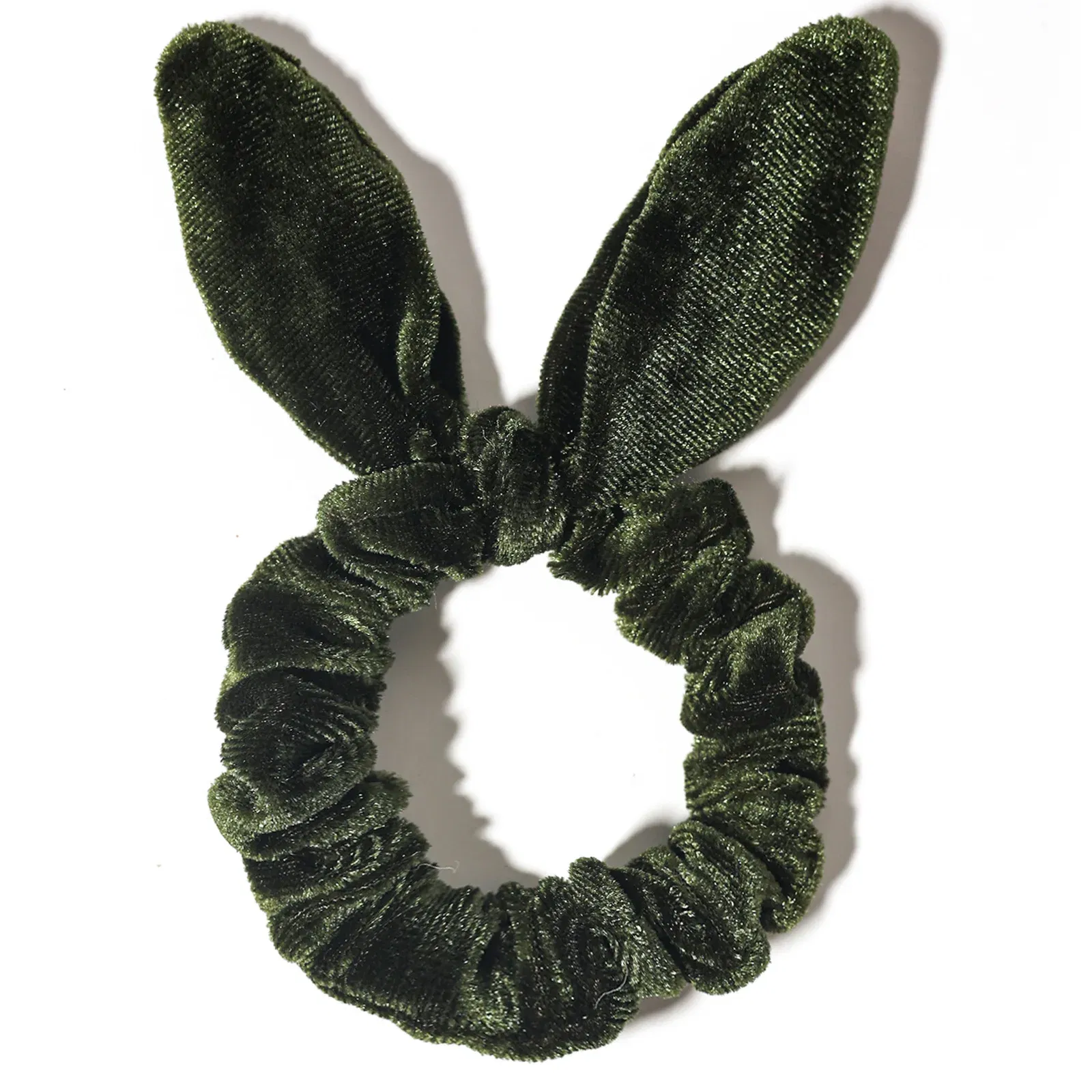 Color: WHITE - New Velvet Scrunchies Girls/Women velvet Bunny Ear Knot Bow Hair Bands Rabbit Ear Hair tie Ponytail Hair Accessories